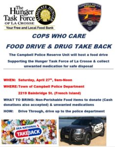 Police Department Drug Take Back Day and Food Drive @ Campbell Police Department